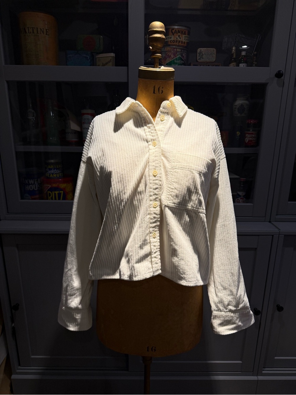 Cream Corduroy Button-Up Shirt
